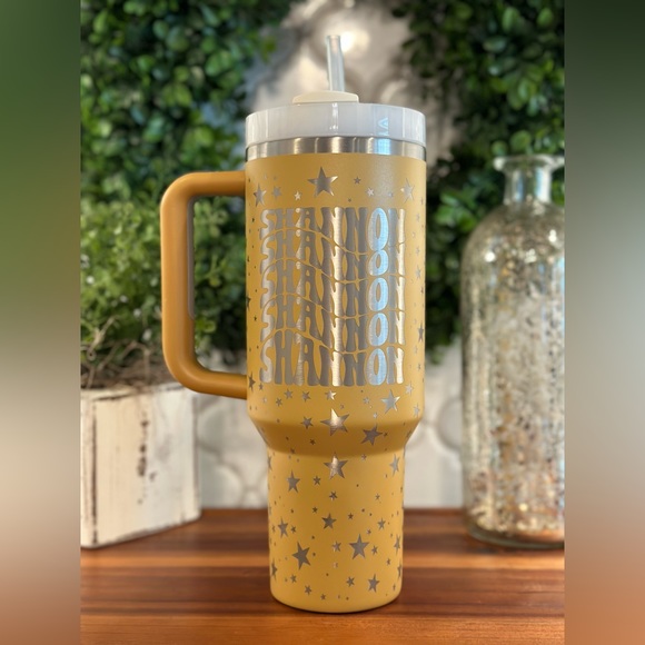 Star and groovy name engraved 40oz Stanley